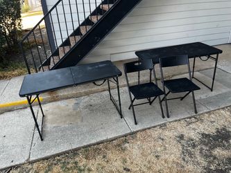 Two fold tables and Two Chairs