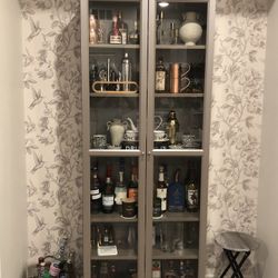 IKEA Billy Bookcase w/ Glass, Kitchen Cabinet in Taupe 