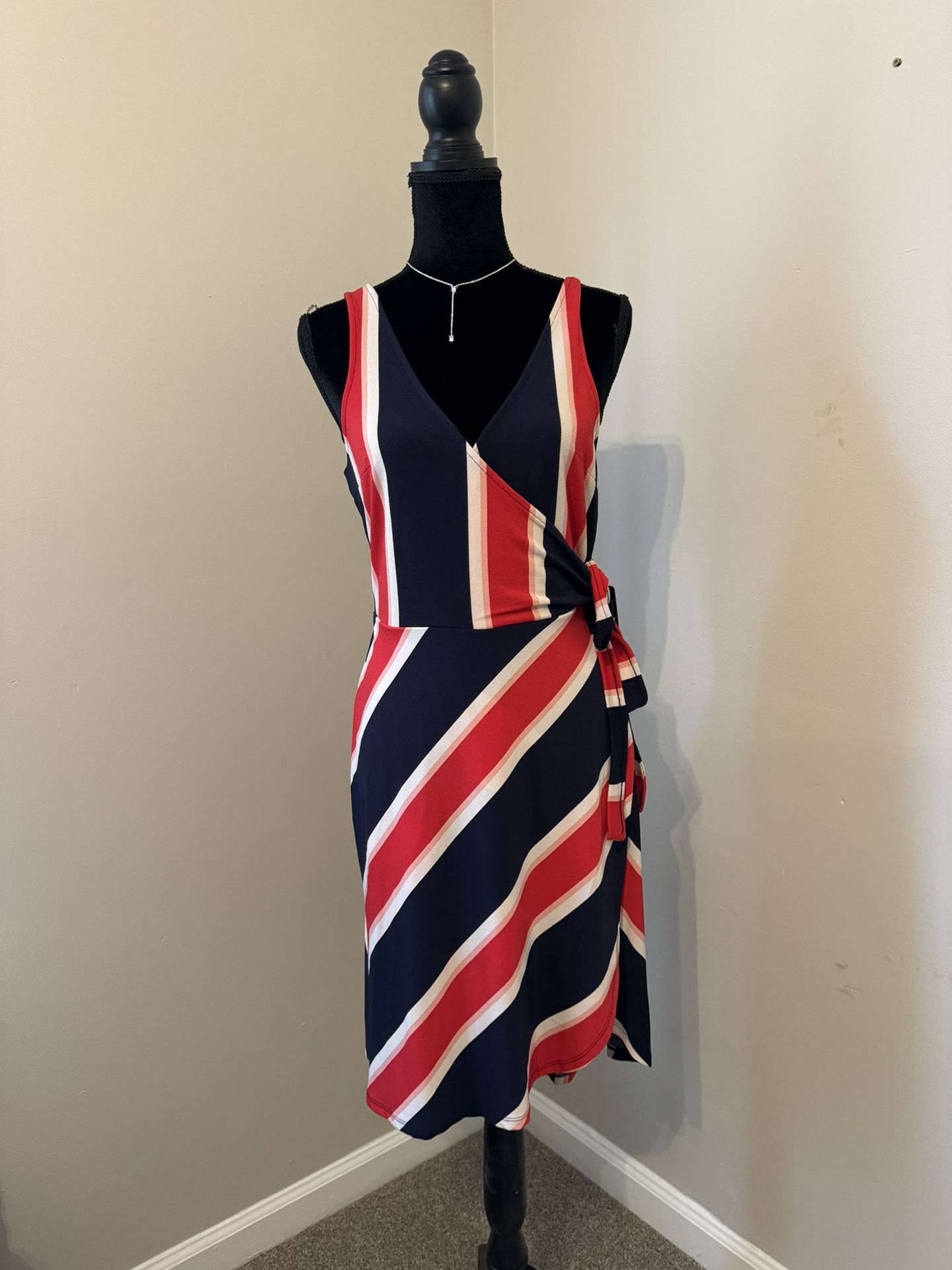 New! Express Striped Wrap Dress Size M