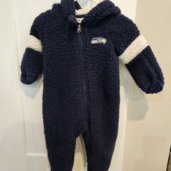 Seahawks fleece zip-up onesie 3-6 months. 