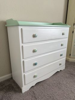 Dresser With Four Drawers Vintage Wooden White