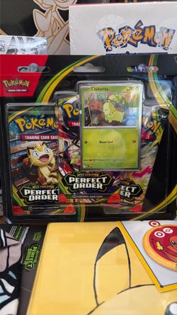 Pokemon 3-pack Chikorita Perfect Order blister.