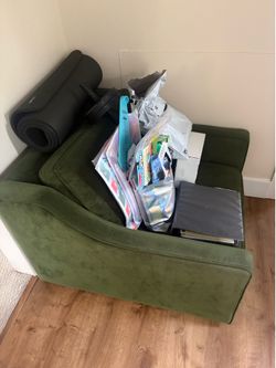 Green suede sitting chair