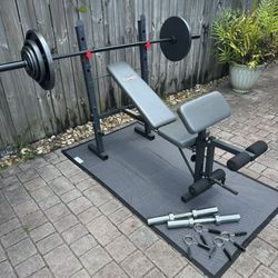 Complete 2” Olympic Style Workout Set with over 220 lbs in total weight. Everything in pics is included. 