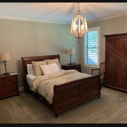 Durham Furniture Queen Bedroom Set - Bed Frame, Nightstands, Armoire