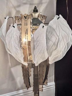 VINTAGE WHITE Leaf Table Lamp 31”H
