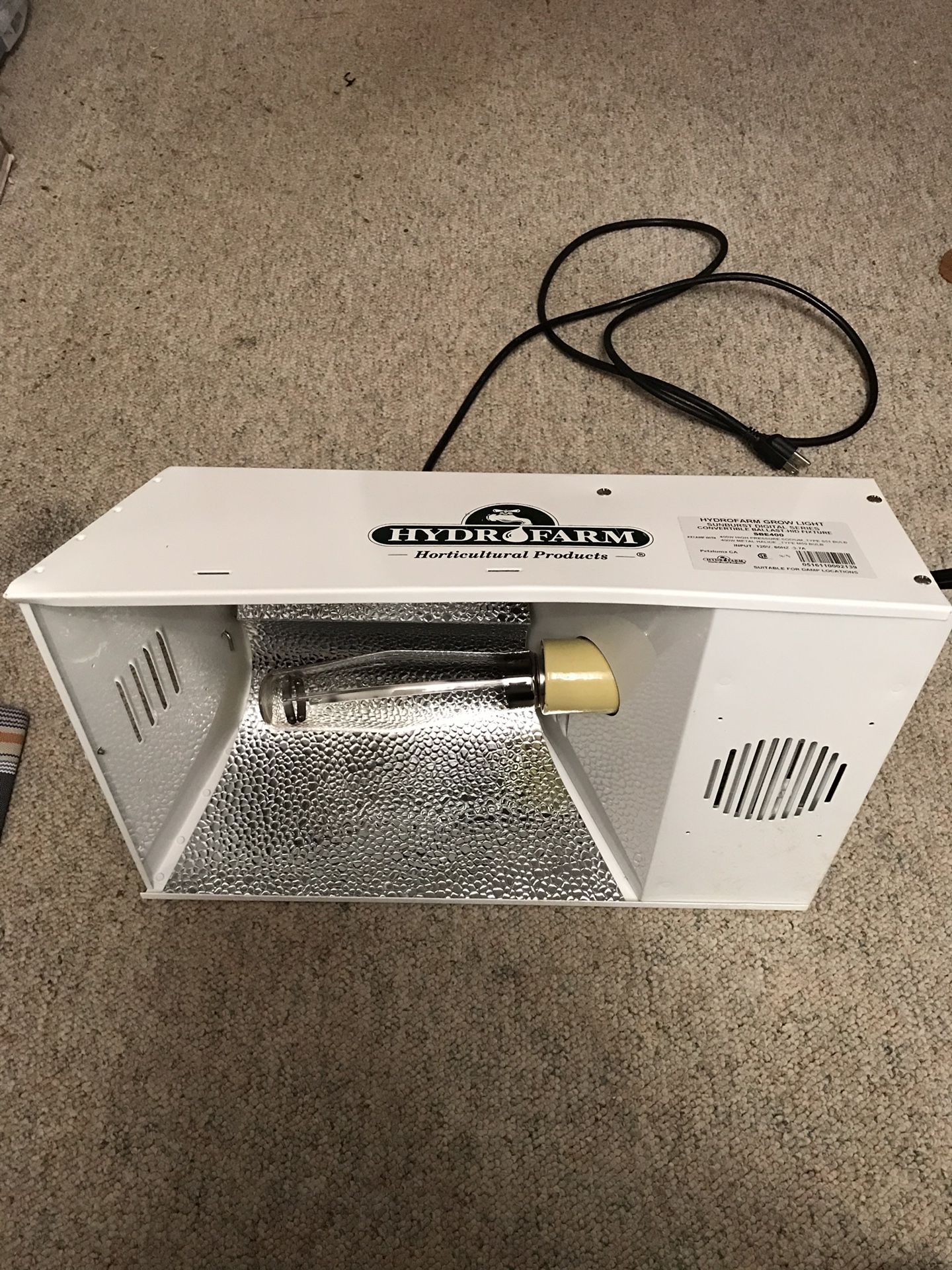 Hydrofarm 400watt grow lamp HPS/MH