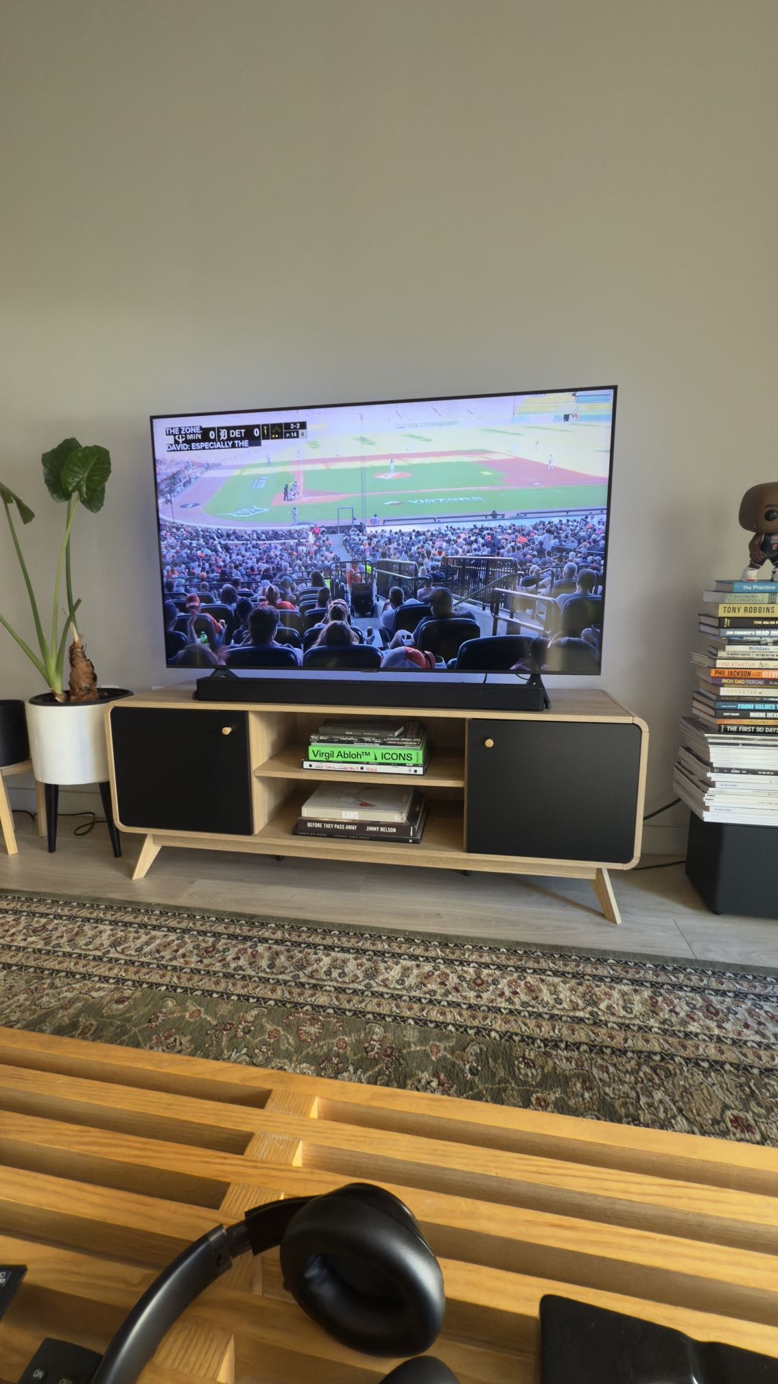 mid century storage console TV stand with Storage