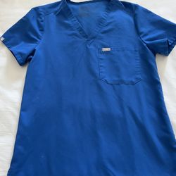 Figs Roya Blue Scrub Top Size Small 