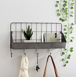 Kirklands Galvanized Shelf With Hooks