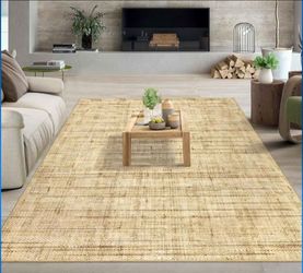Washable Rugs 8x10 Rug for Living Room, Modern Solid Rug with Non Slip Backing