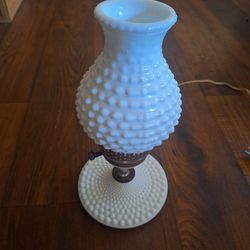 Vintage White Hobnail Glass Lamp