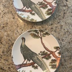  POTTERY BARN Ceramic 9" PHEASANT Plates Set Of 2 