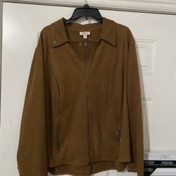 Style & Co. brown faux-leather moto jacket Size 3X