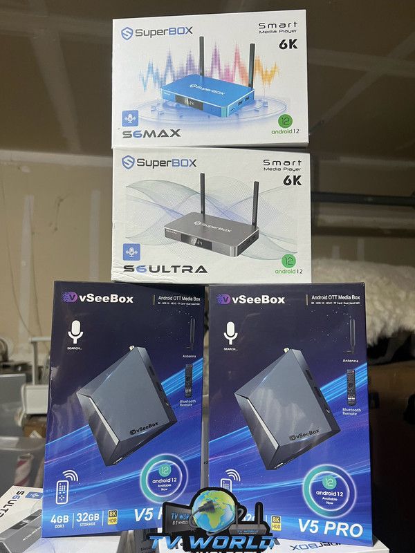 SuperBOX Super box S6 Models Max, Pro, Ultra, Supreme & Vsee Models V3 Plus V5 Pro Vsee Elite ultra 8 wholesale available
