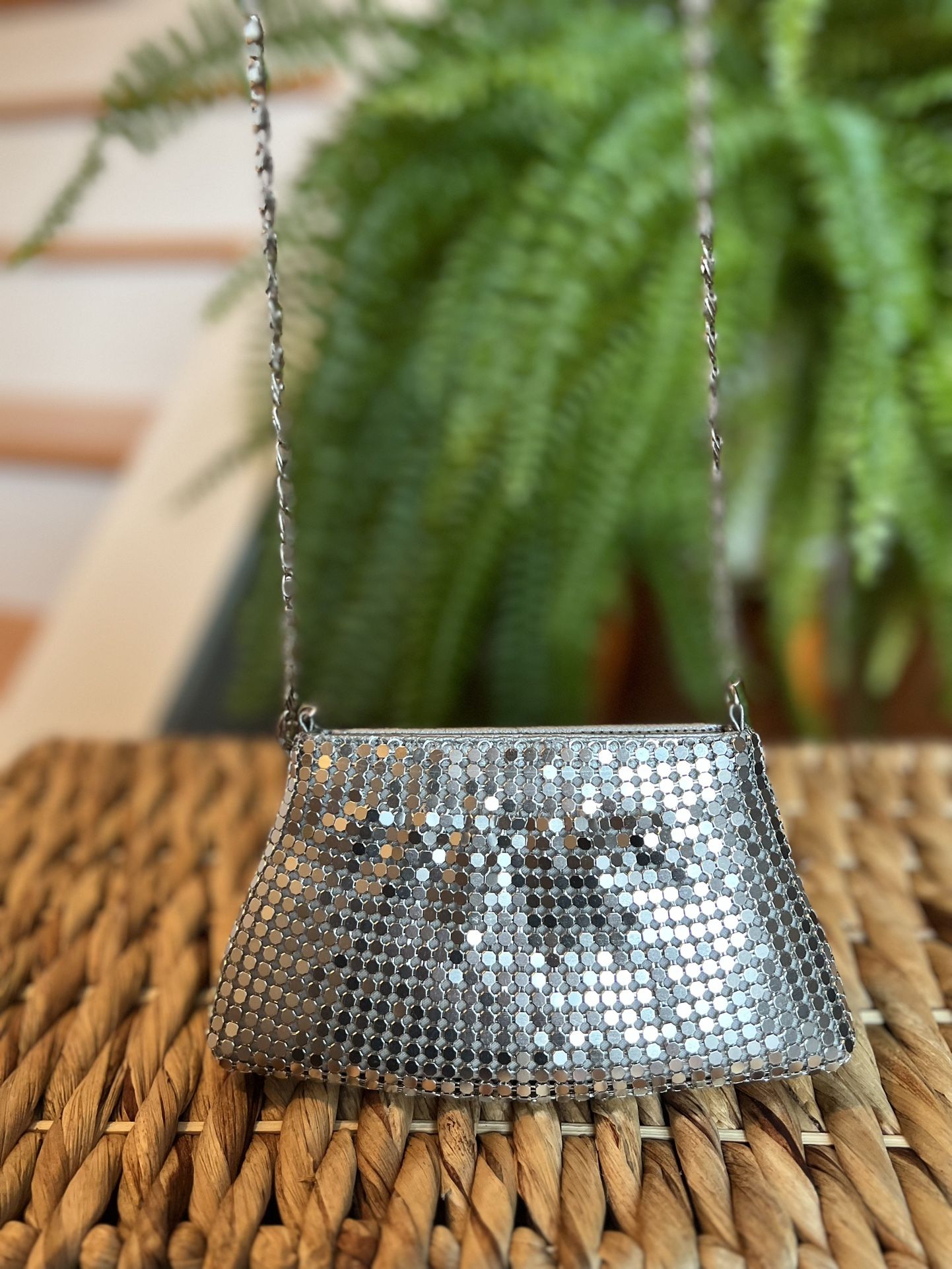Silver Metal Mesh Crossbody Bag - Mini