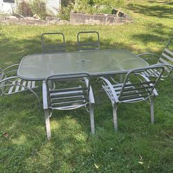 Outdoor Glass Table With 6 Chairs