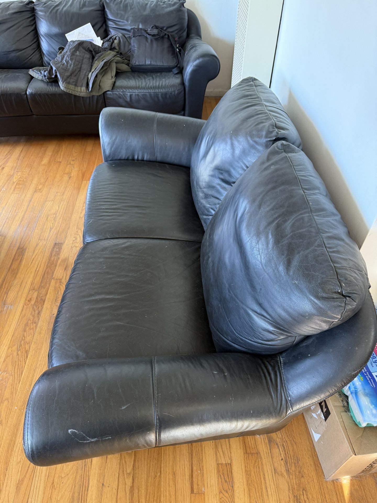 Black Leather Couch & Love Seat