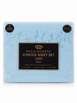 Brand New Full Size Light Blue Sheet Set - Royal Majestic 2000 Series (6 Pieces)