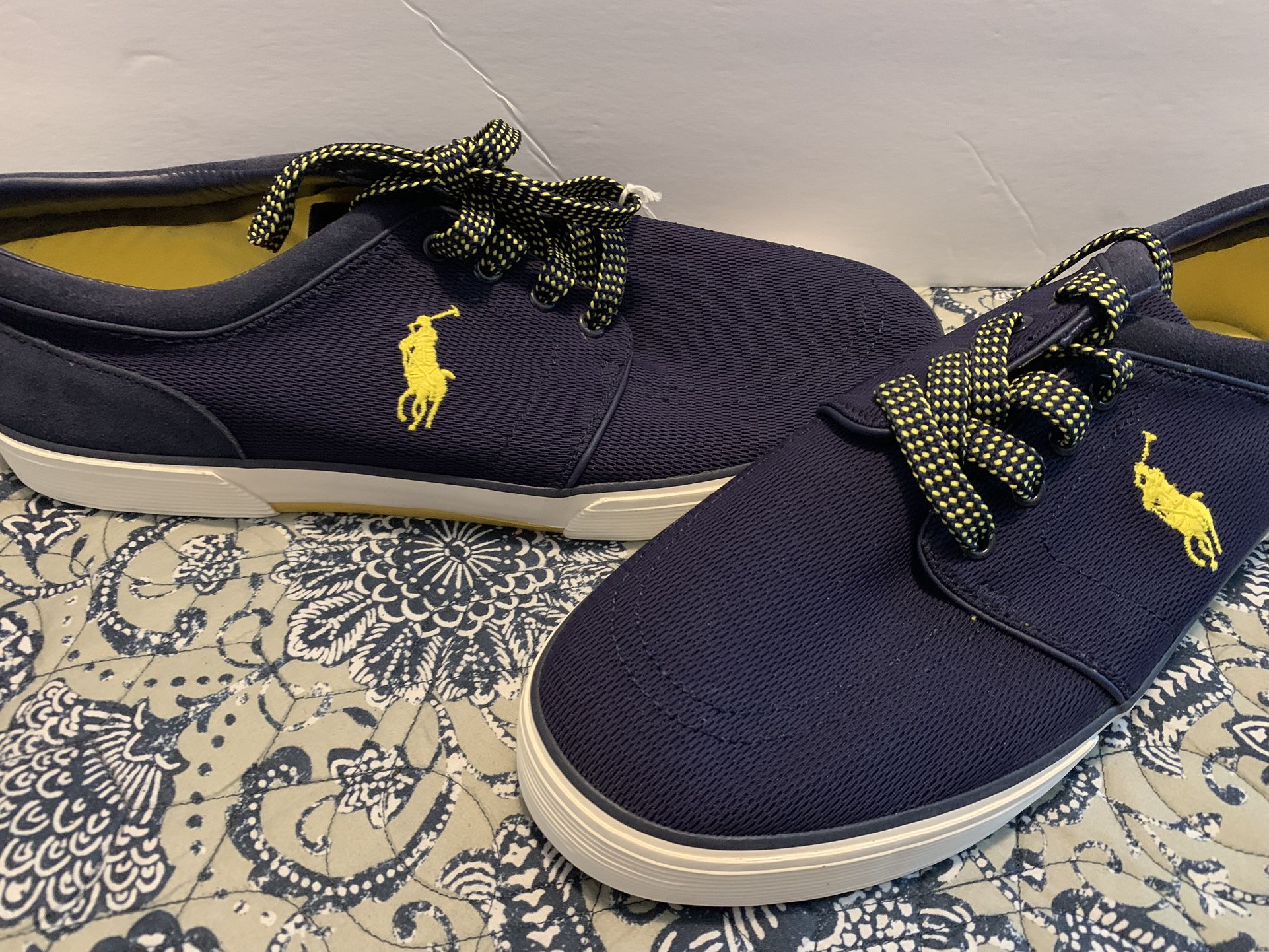 Men’s Polo Ralph Lauren Sneakers Size 12 In Dark Blue & Yellow