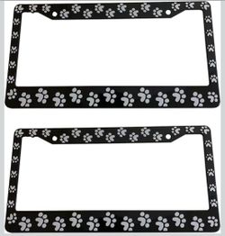Paw Print License Plate Frames Set of 2