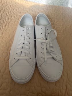White Leather Low-Top Sneakers