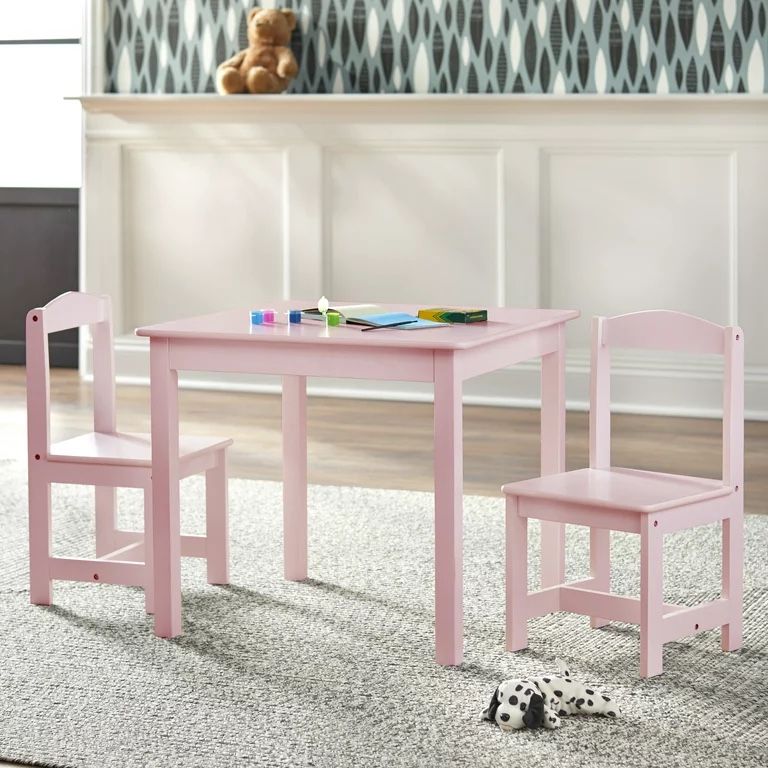 TMS Hayden Kids 3-Piece Table and Chair Set, Multiple Colors Pink - Kids