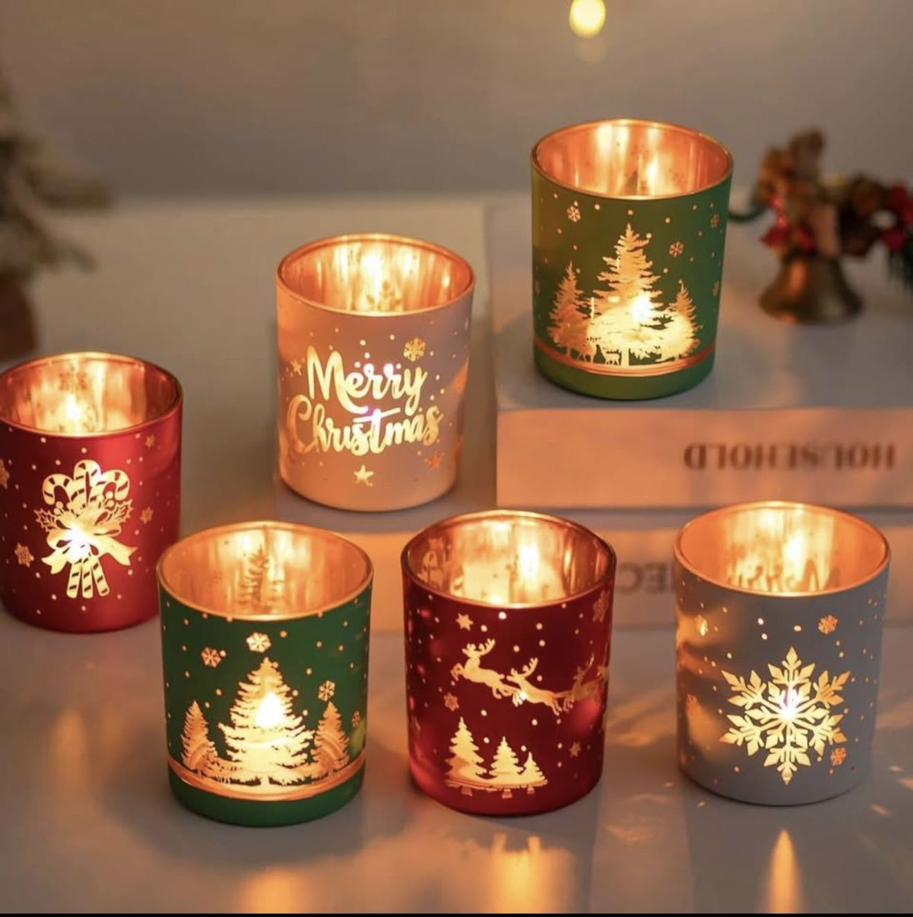 Christmas Tea Candle Holder Set Of 6