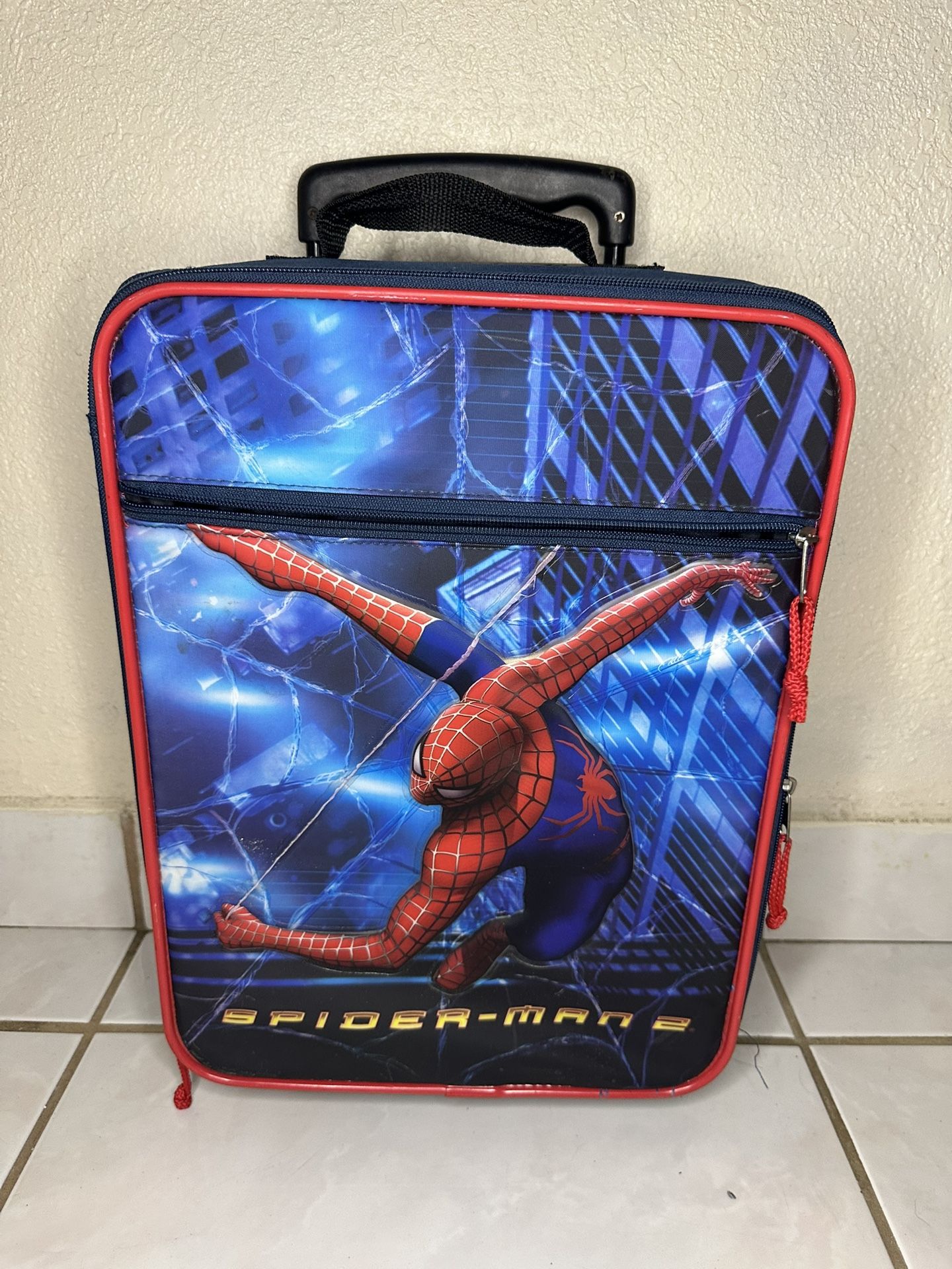 Vintage 2004 SPIDER-MAN 2 Rolling Luggage Suitcase Kids Carry-on Travel Bag