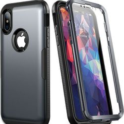 2021 Upgraded] iPhone Xs Case/iPhone X Case, Full Body Rugged with Built-in Screen Protector Heavy Duty Protection Slim Fit Shockproof Cover for iPhon