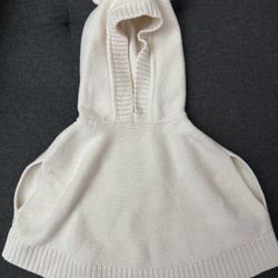 Gap Toddler Knit 100% Cotton Poncho Sweater Baby Pullover Bear Ears Hood Jacket