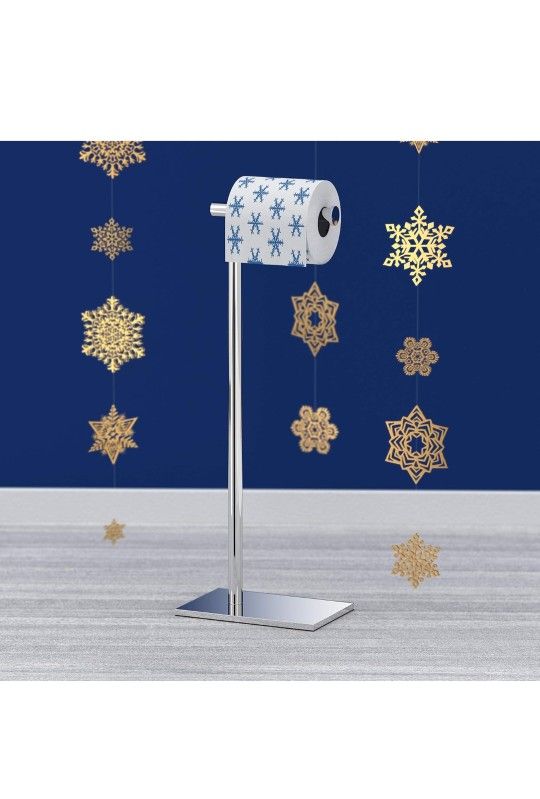 Gatco 1431C Modern Rectangle Base Freestanding Toilet Paper Holder, 21.25" Chrome with Weighted Base