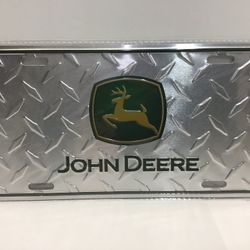 John Deere metal diamond plate, license plate, new sealed. 6”x 12”