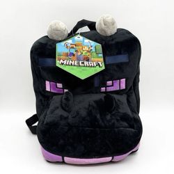 Minecraft Ender Dragon Plush Kids Backpack Black Adjustable Straps Zip Closure