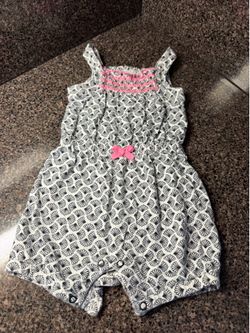 Carter’s blue/white romper 12mos