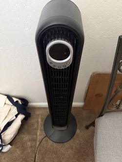 Black Tower Fan with Digital Display