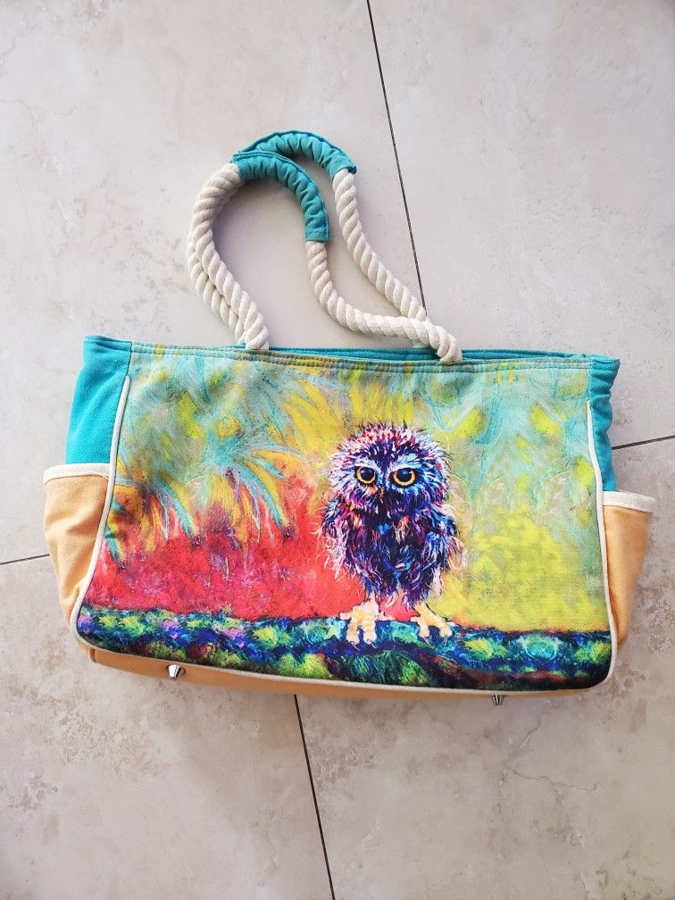 Sequin OWL Canvas Purse 