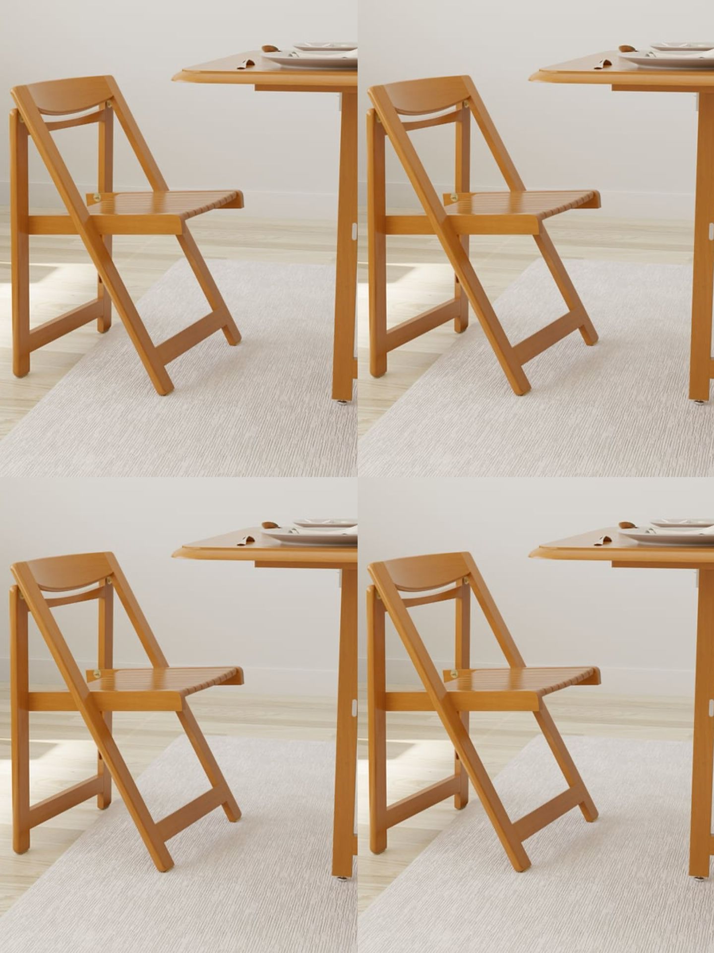 Set Of 4 Modern Solid Wood Folding Chairs