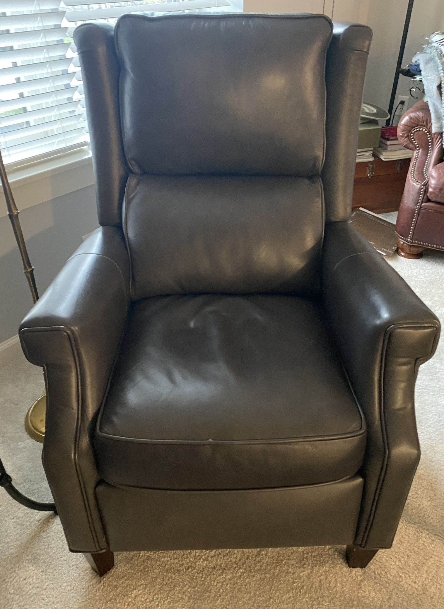 Bradington-Young Leather Grey 3-Way Recliner