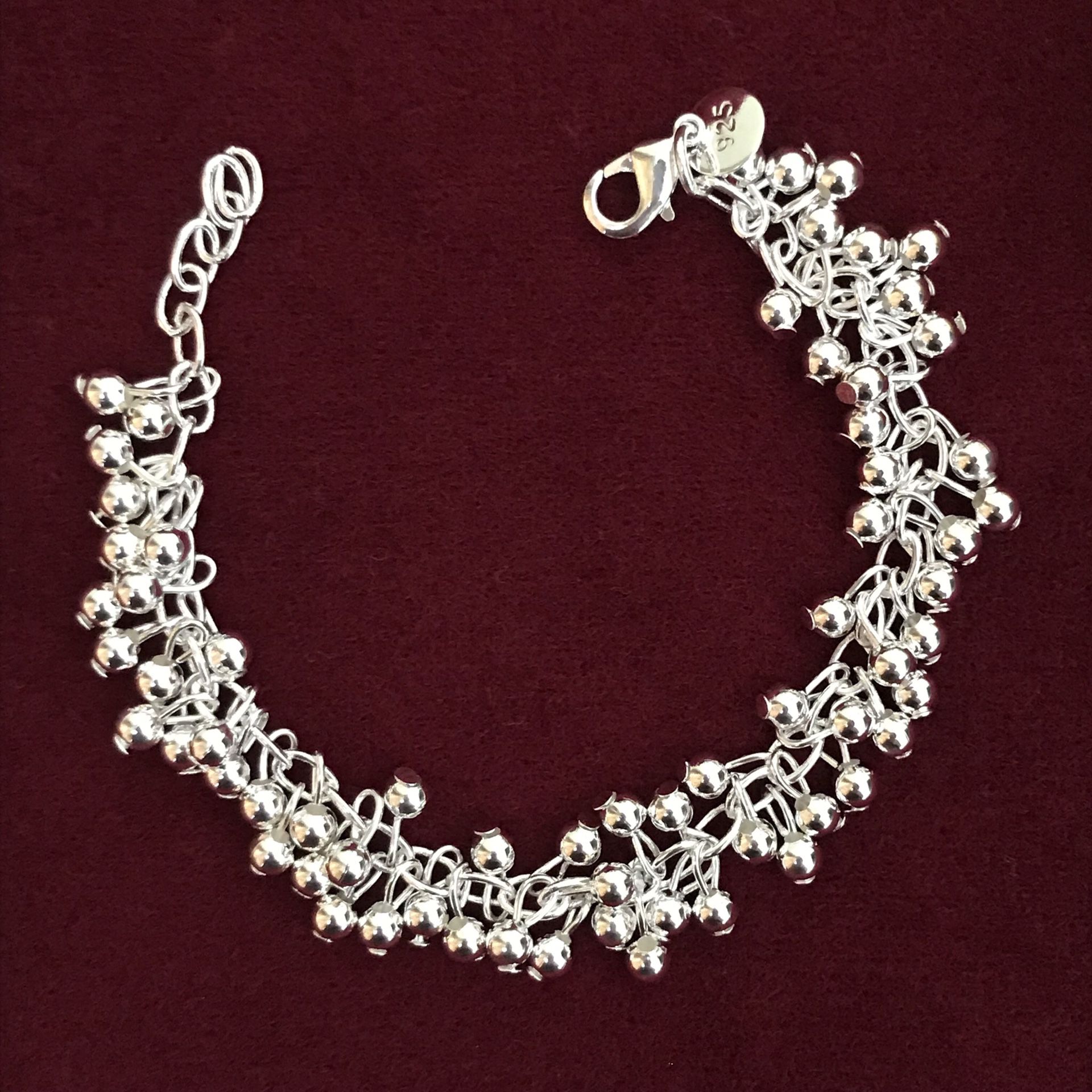 Sterling silver plated 925 stamped beads charm bracelet