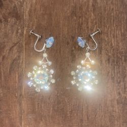 $40 Antique Silver Rhinestone Aquamarine Set