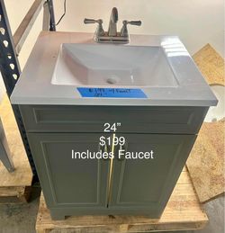 24in Bathroom Vanity with Top and Faucet
