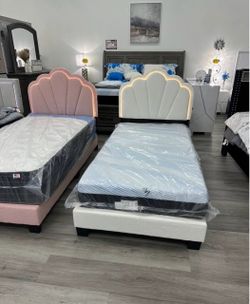 New twin bed frame with mattress