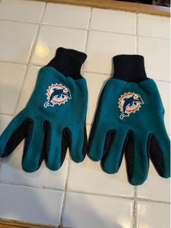 Miami Dolphins Adult Size Utility Gloves with No Slip Grip