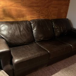 Brown Leather Couch 