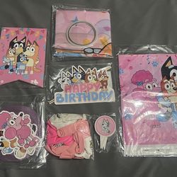 Bluey Pink Themed Birthday Party w/Backdrop (New)