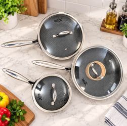 XBM 3-Piece Nonstick Frying Pan Set with Lids – 8”, 10” & 12”