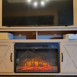 Fireplace TV Stand 65” – Farmhouse Electric (Fully Assembled)