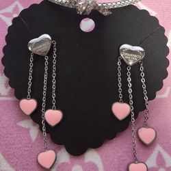 Pink Silver Earring Set