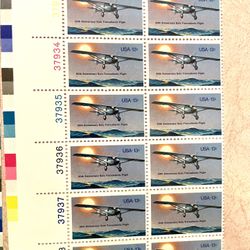 USPS Sheet Of The Solo Transatlantic Flight